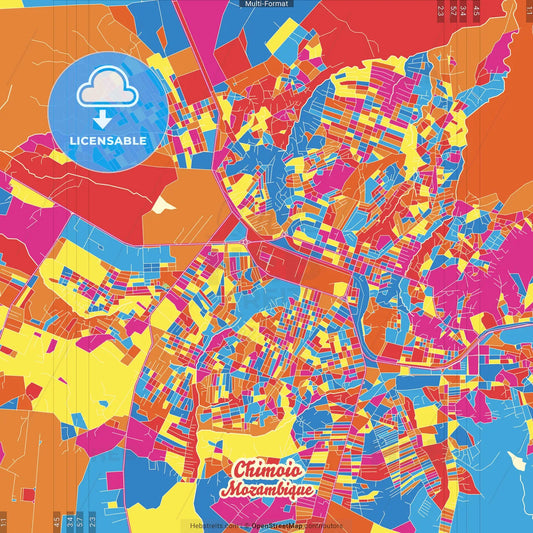 Chimoio, Mozambique Crazy Colorful Street Map Poster Template