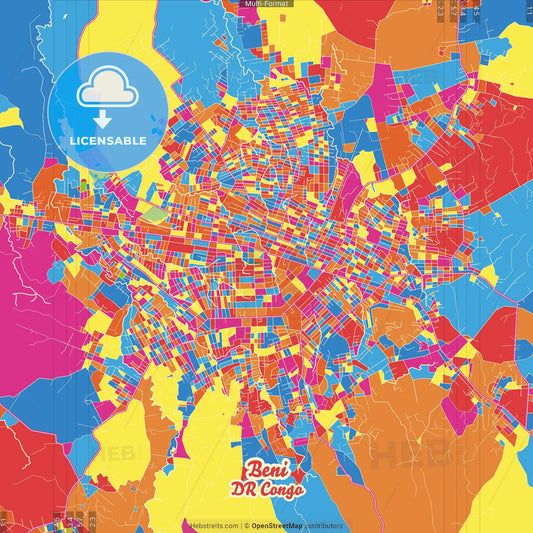 Beni, DR Congo Crazy Colorful Street Map Poster Template