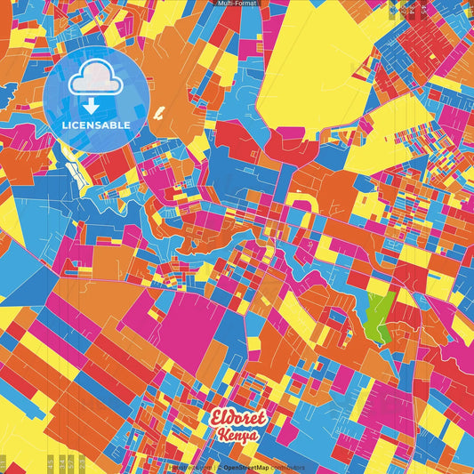Eldoret, Kenya Crazy Colorful Street Map Poster Template