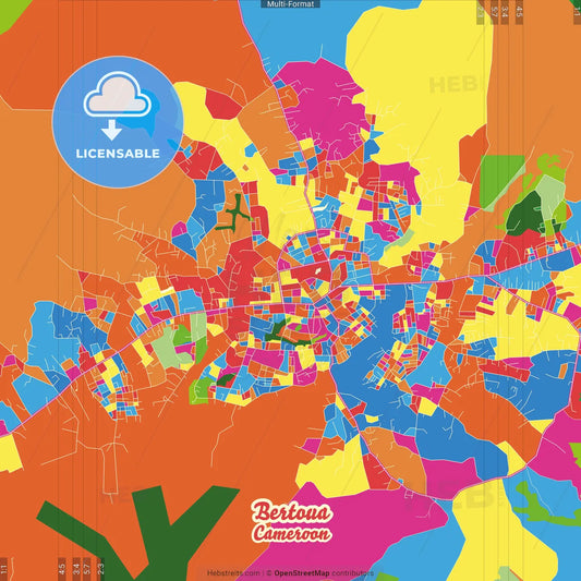 Bertoua, Cameroon Crazy Colorful Street Map Poster Template