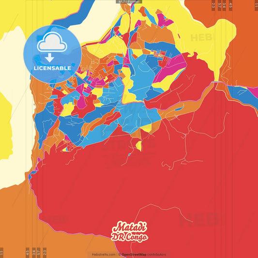 Matadi, DR Congo Crazy Colorful Street Map Poster Template