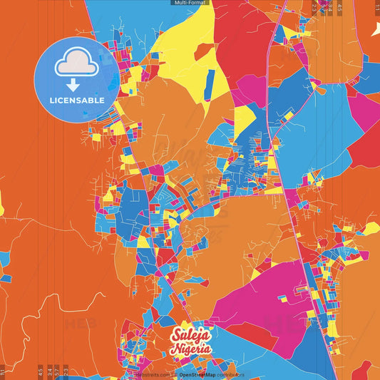 Suleja, Nigeria Crazy Colorful Street Map Poster Template