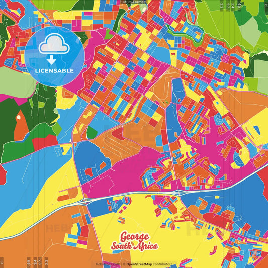 George, South Africa Crazy Colorful Street Map Poster Template
