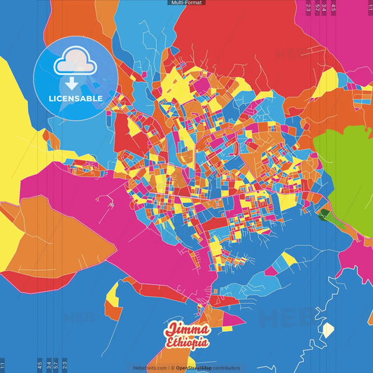 Jimma, Ethiopia Crazy Colorful Street Map Poster Template