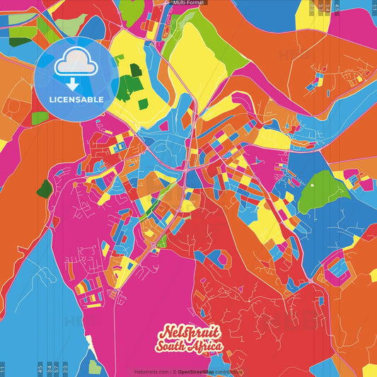 Nelspruit, South Africa Crazy Colorful Street Map Poster Template