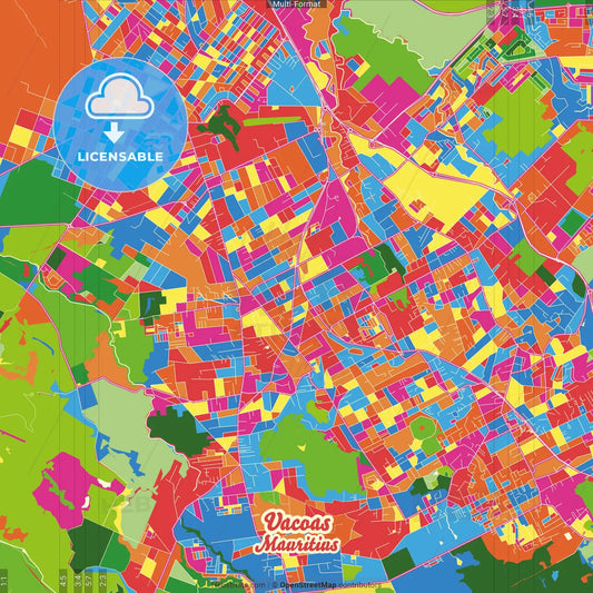 Vacoas, Mauritius Crazy Colorful Street Map Poster Template