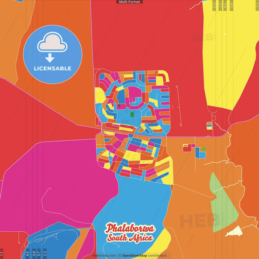 Phalaborwa, South Africa Crazy Colorful Street Map Poster Template