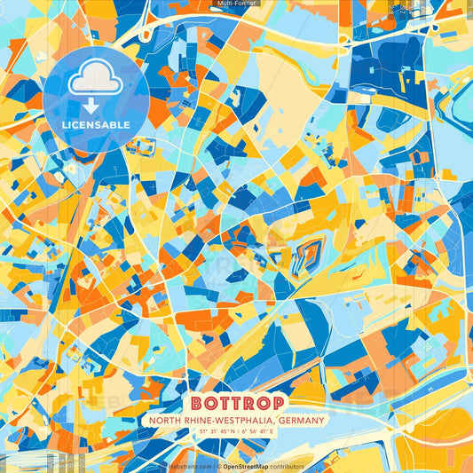 Bottrop, North Rhine-Westphalia, Germany blue and orange vector art map template