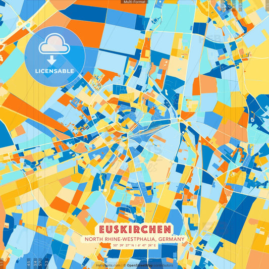 Euskirchen, North Rhine-Westphalia, Germany blue and orange vector art map template