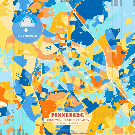 Pinneberg, Schleswig-Holstein, Germany blue and orange vector art map template