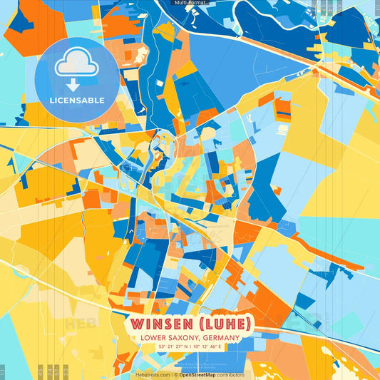 Winsen (Luhe), Lower Saxony, Germany blue and orange vector art map template