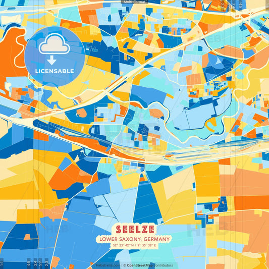 Seelze, Lower Saxony, Germany blue and orange vector art map template