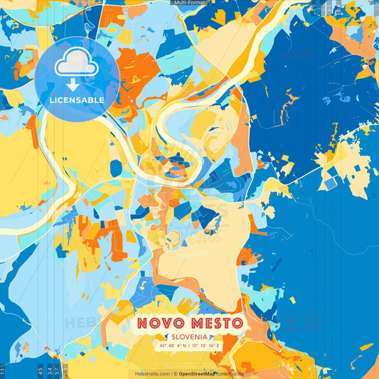Novo Mesto, Slovenia blue and orange vector art map template