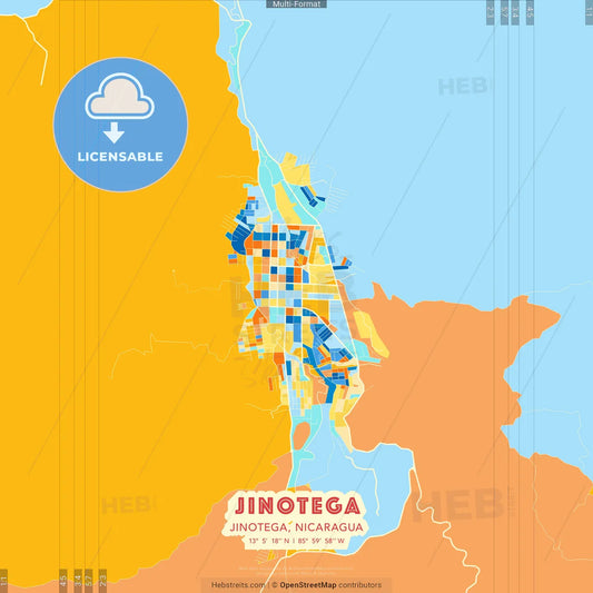 Jinotega, Jinotega, Nicaragua blue and orange vector art map template