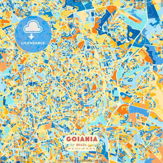 Goiania, Brazil blue and orange vector art map template