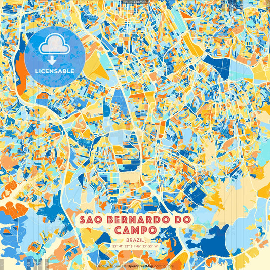 Sao Bernardo do Campo, Brazil blue and orange vector art map template