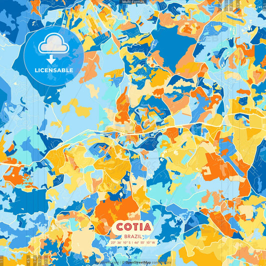 Cotia, Brazil blue and orange vector art map template