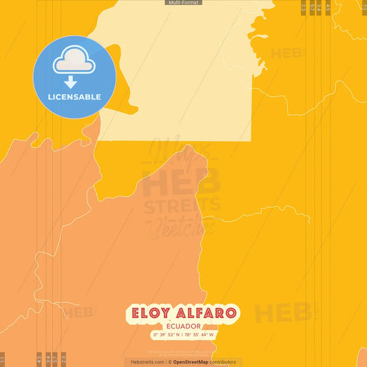 Eloy Alfaro, Ecuador blue and orange vector art map template