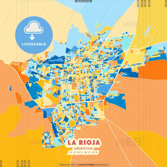 La Rioja, Argentina blue and orange vector art map template