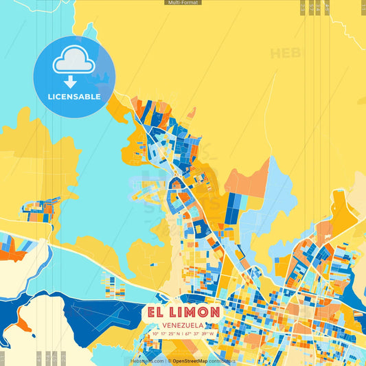 El Limon, Venezuela blue and orange vector art map template