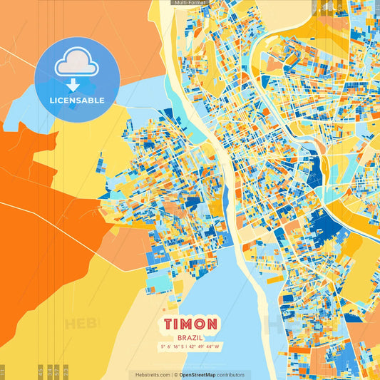 Timon, Brazil blue and orange vector art map template