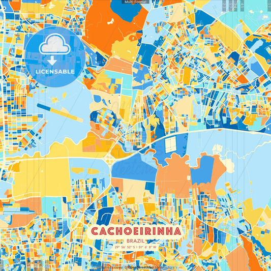 Cachoeirinha, Brazil blue and orange vector art map template