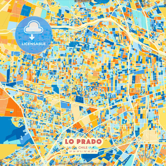 Lo Prado, Chile blue and orange vector art map template