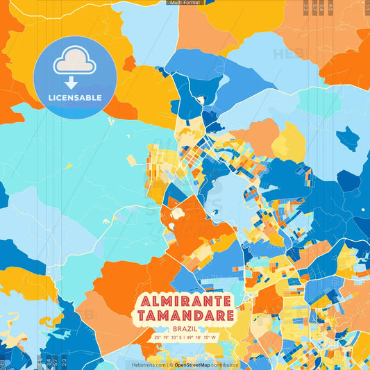 Almirante Tamandare, Brazil blue and orange vector art map template