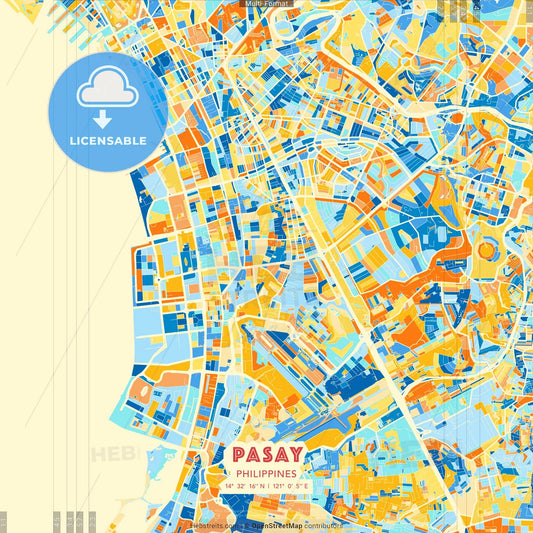 Pasay, Philippines blue and orange vector art map template