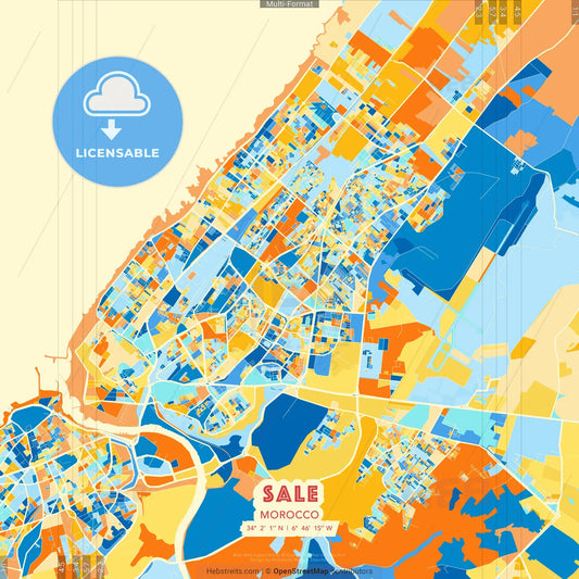 Sale, Morocco blue and orange vector art map template
