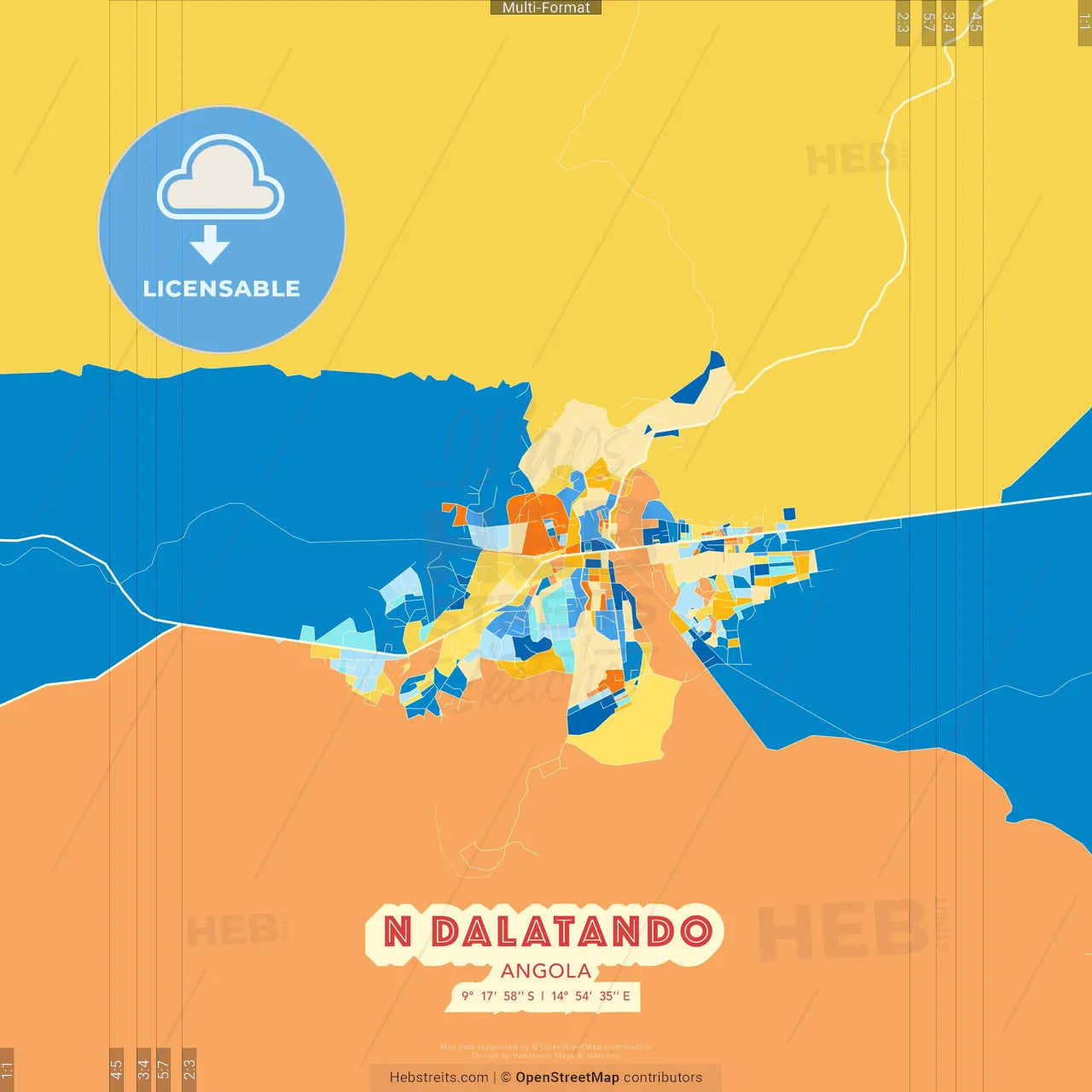 N dalatando, Angola blue and orange vector art map template