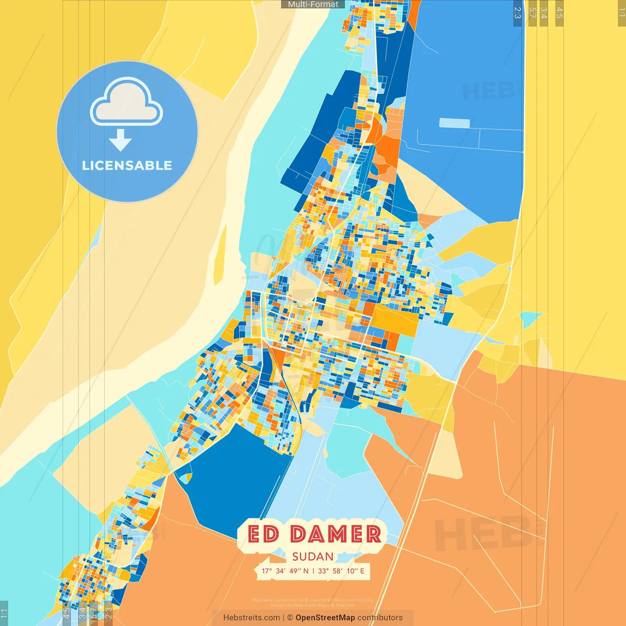 Ed Damer, Sudan blue and orange vector art map template