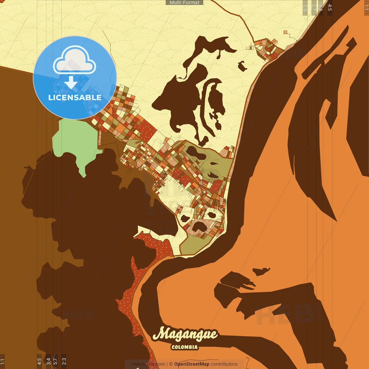 Magangue Colombia Farmhouse Poster Art Map Template