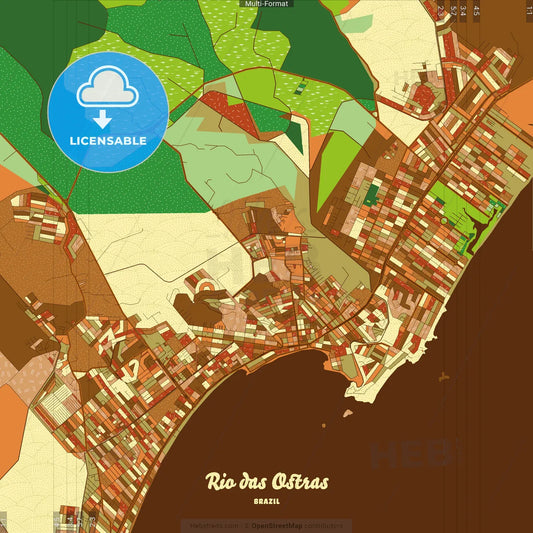 Rio das Ostras Brazil Farmhouse Poster Art Map Template