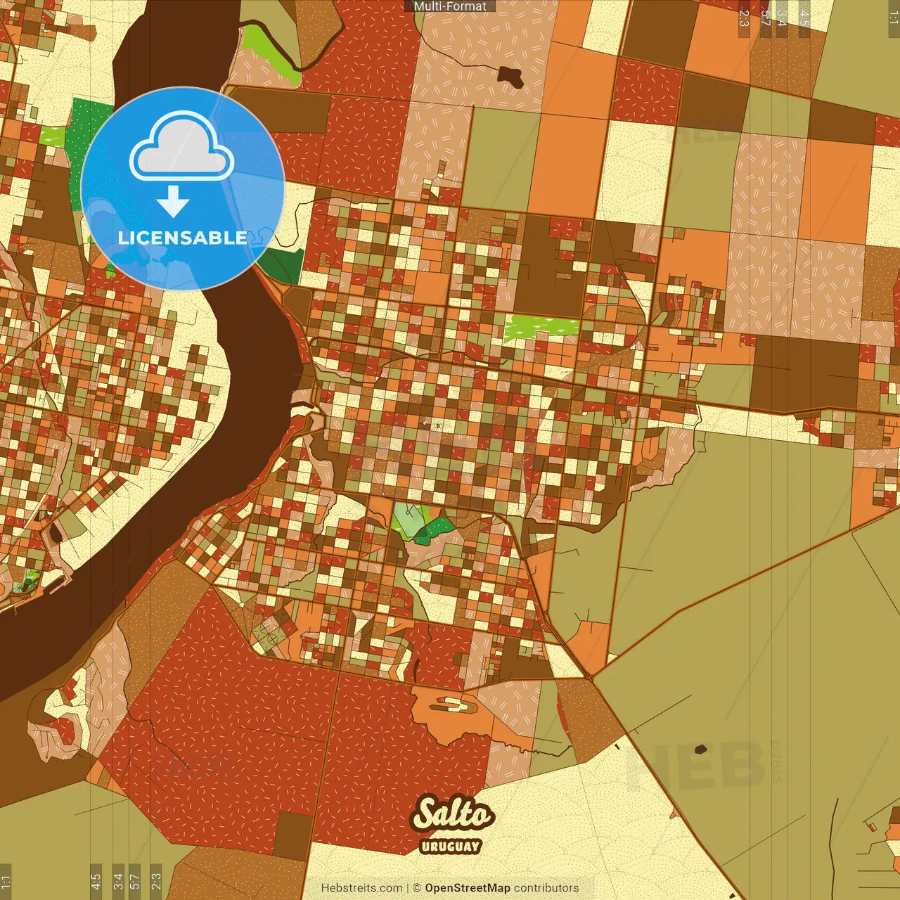 Salto Uruguay Farmhouse Poster Art Map Template