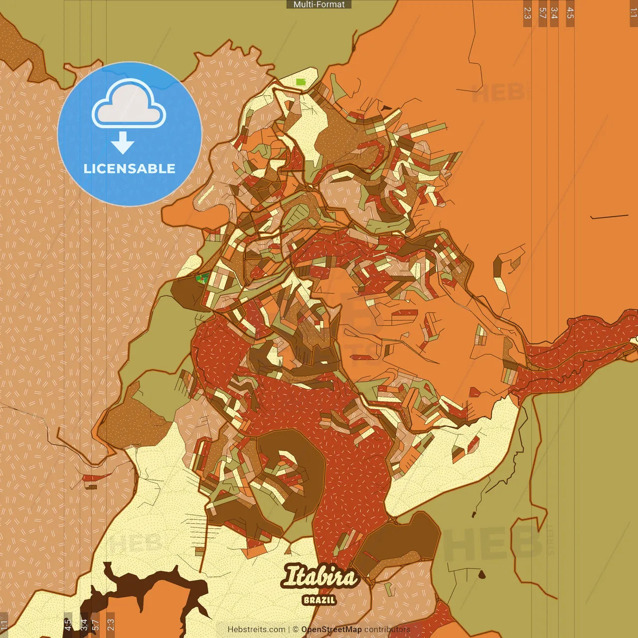 Itabira Brazil Farmhouse Poster Art Map Template