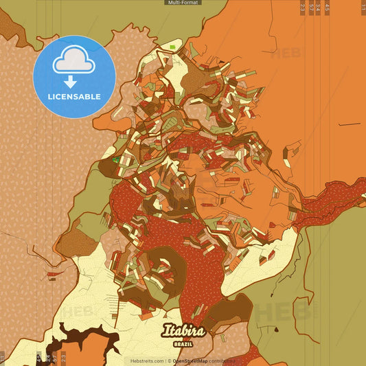 Itabira Brazil Farmhouse Poster Art Map Template