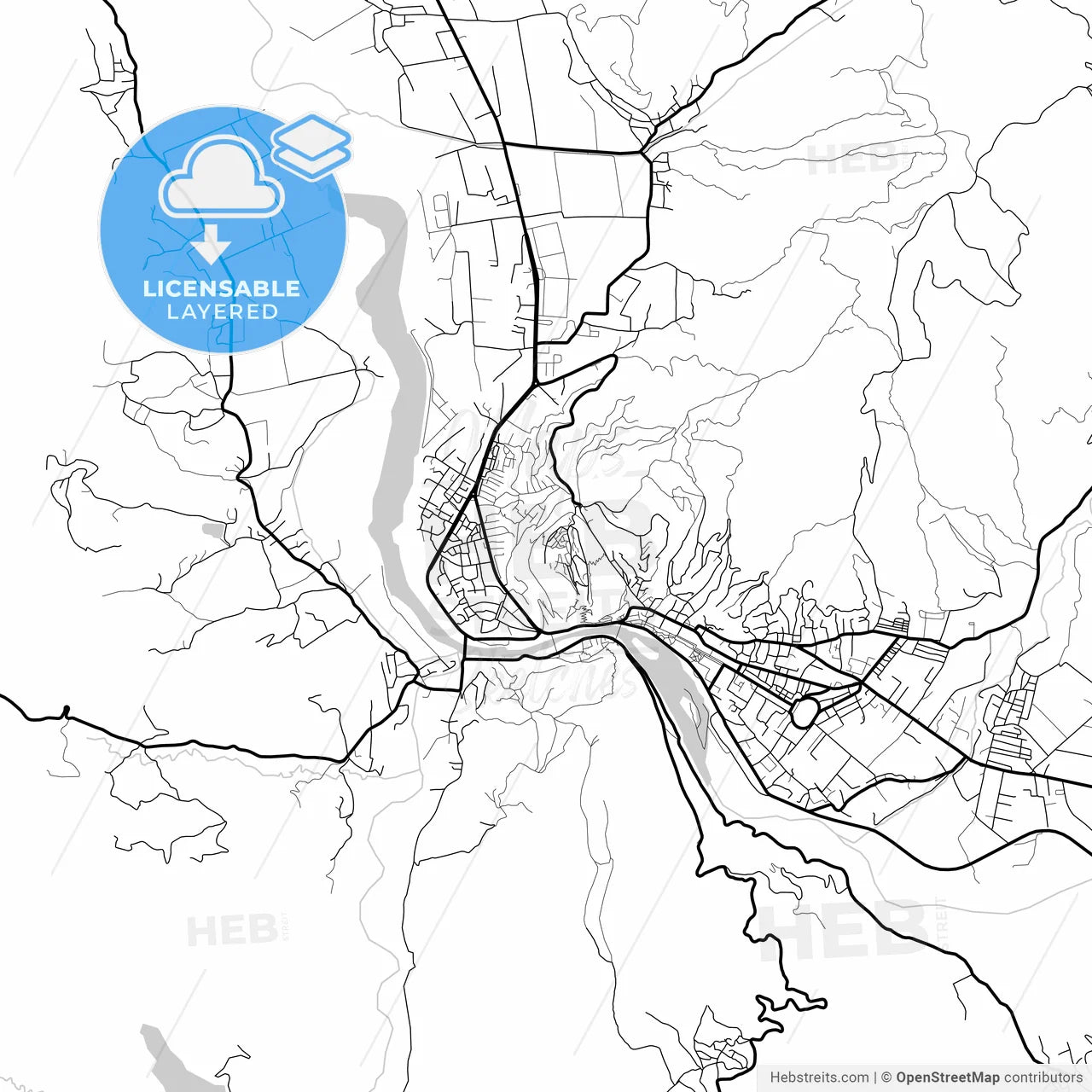 Layered PDF map of Berat, Albania