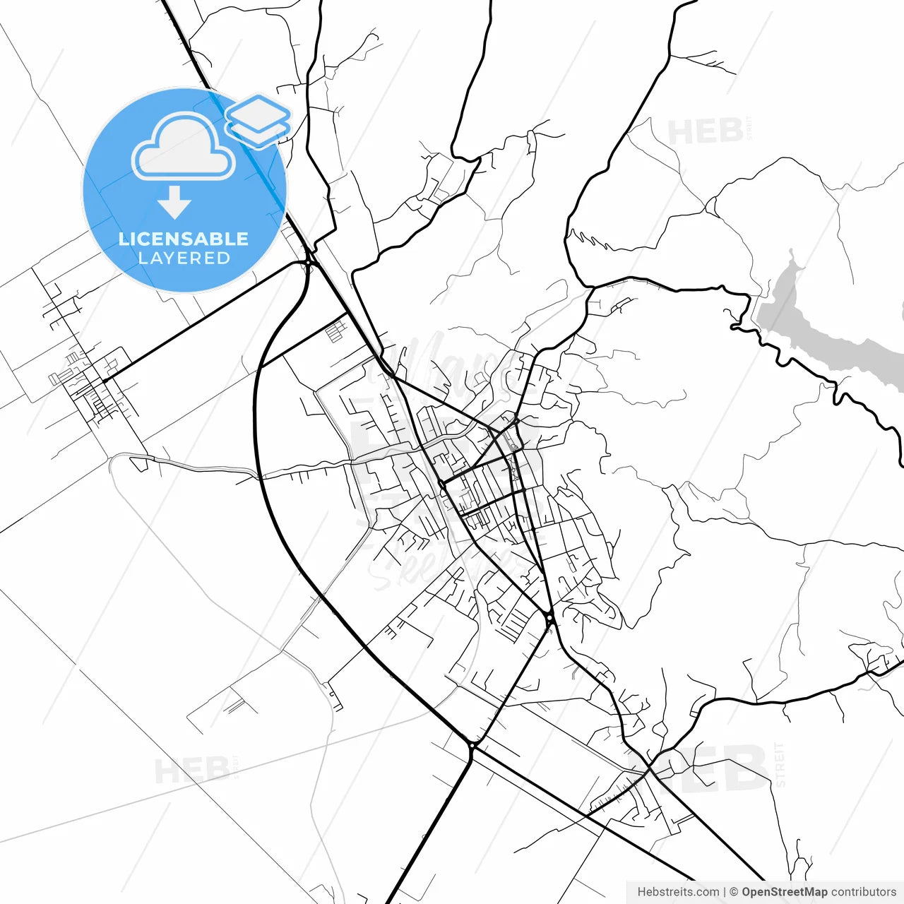 Layered PDF map of Lushnjë, Albania