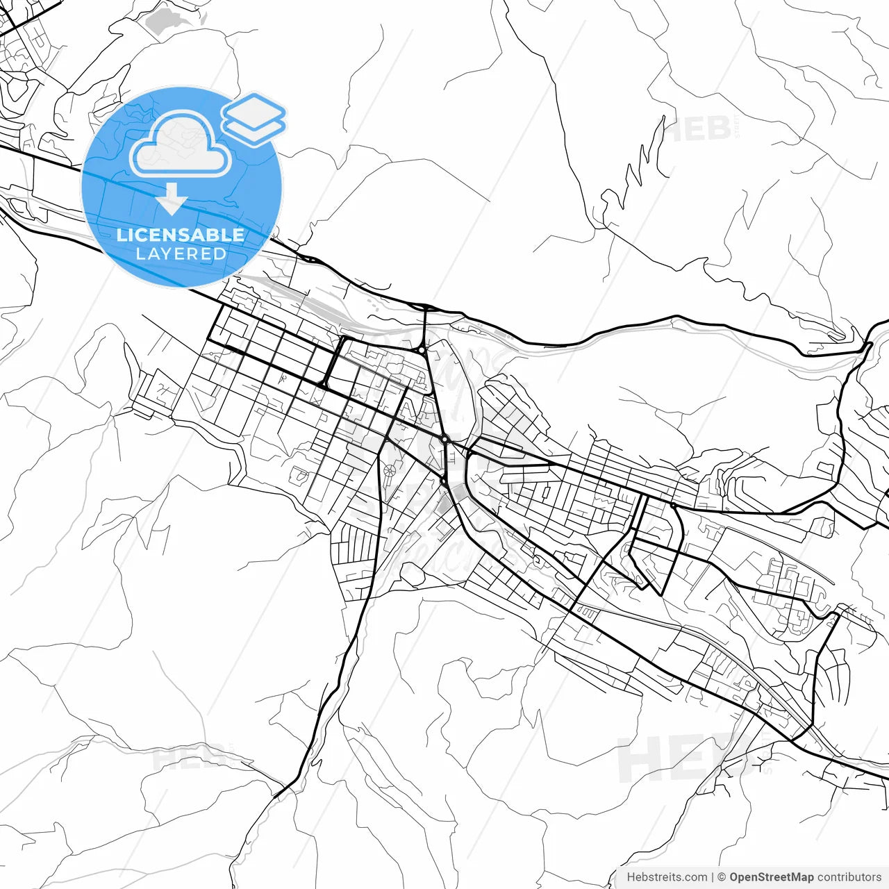 Layered PDF map of Vanadzor, Lori, Armenia