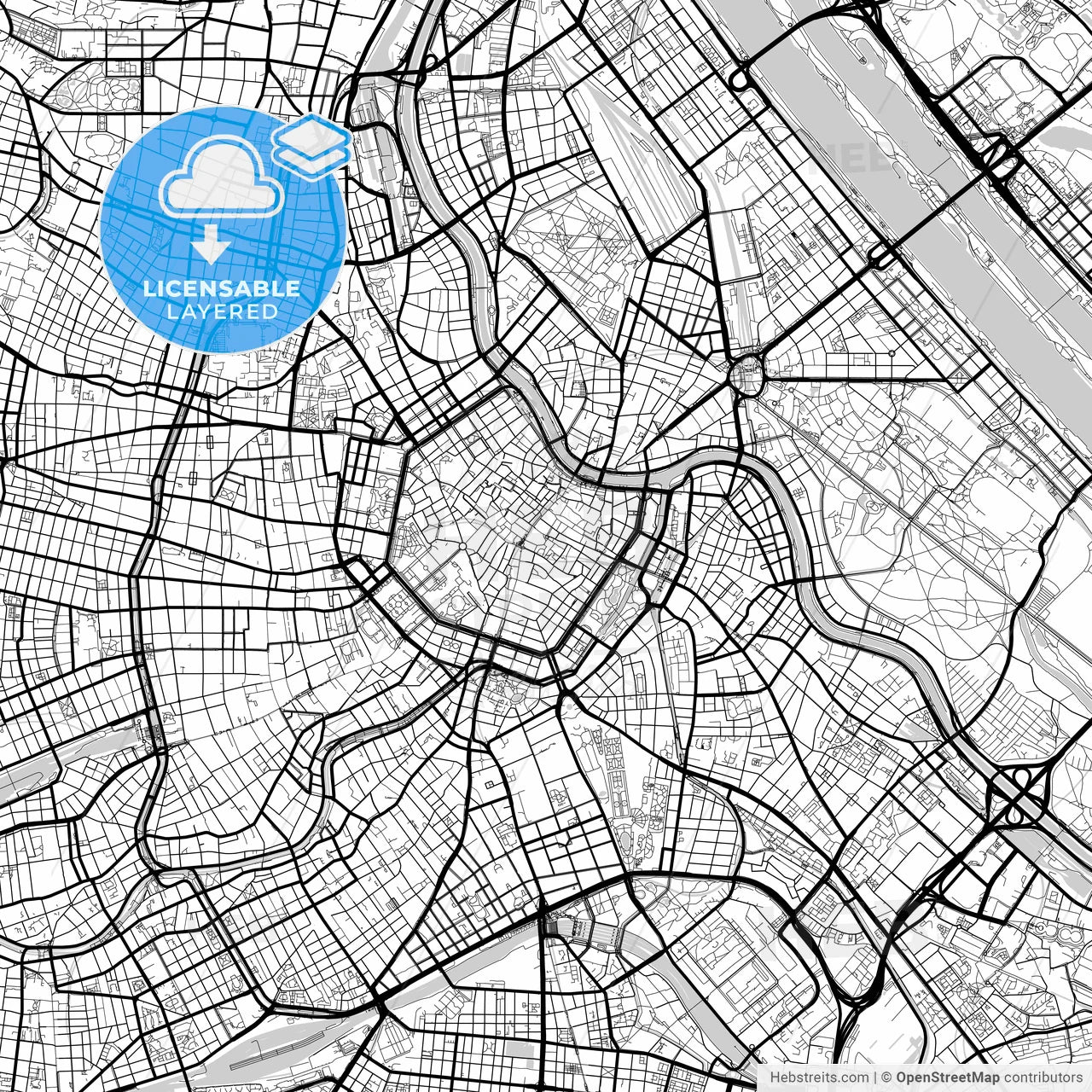 Layered PDF map of Vienna, Austria