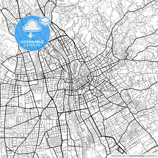 Layered PDF map of Graz, Styria, Austria
