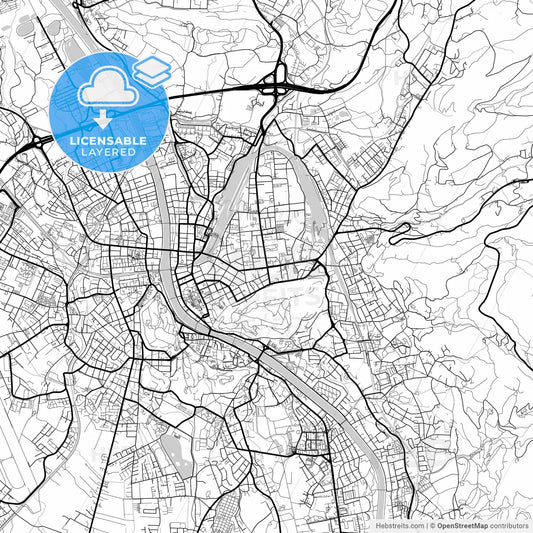 Layered PDF map of Salzburg, Salzburg, Austria