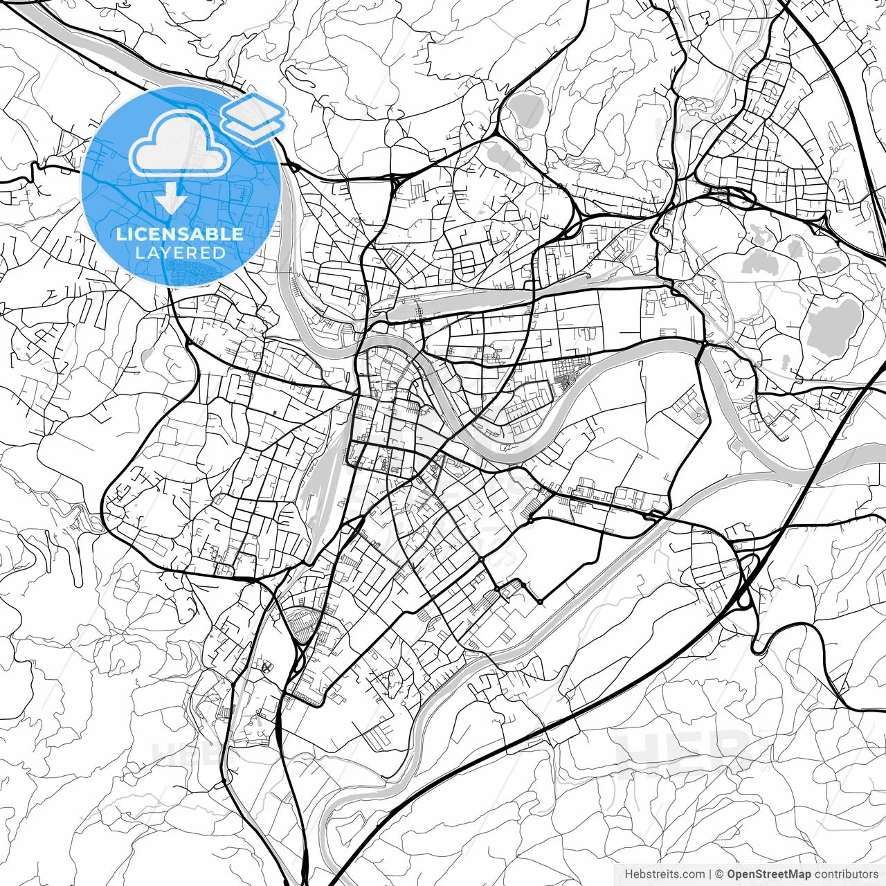 Layered PDF map of Villach, Carinthia, Austria