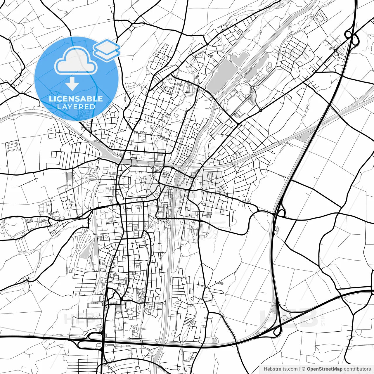 Layered PDF map of Sankt Pölten, Lower Austria, Austria