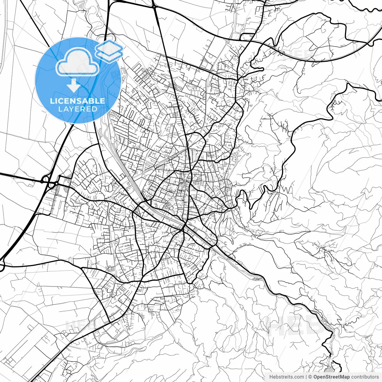 Layered PDF map of Dornbirn, Vorarlberg, Austria