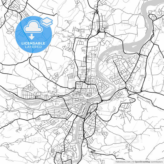 Layered PDF map of Steyr, Upper Austria, Austria