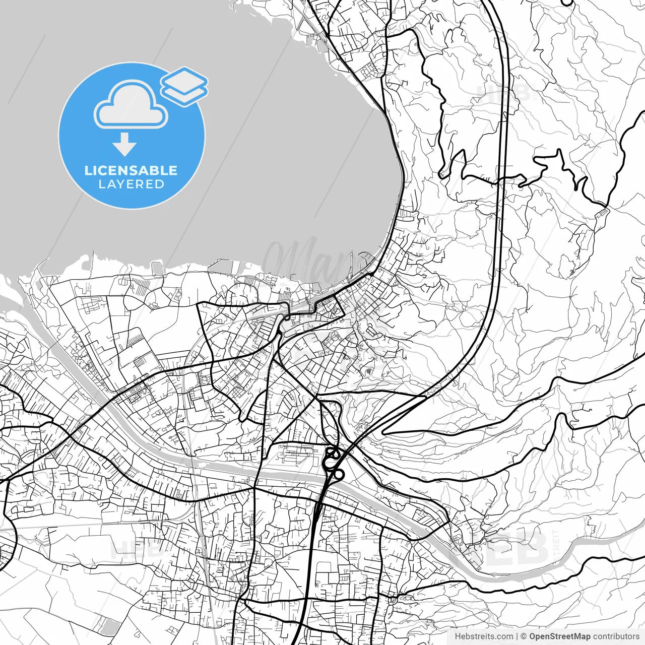 Layered PDF map of Bregenz, Vorarlberg, Austria