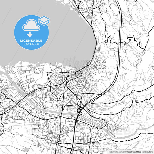 Layered PDF map of Bregenz, Vorarlberg, Austria