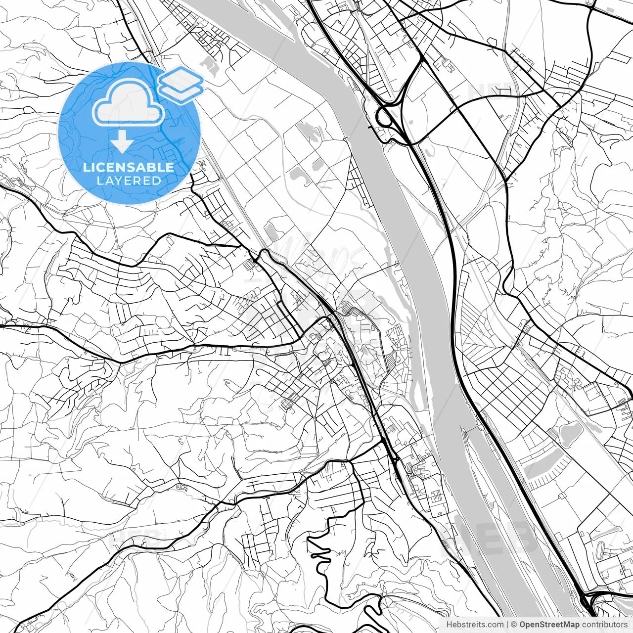Layered PDF map of Klosterneuburg, Lower Austria, Austria